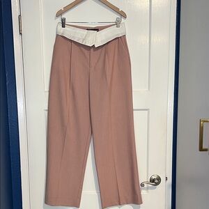 Zara Pink and White Wide Leg Pants